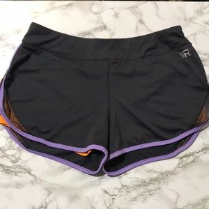 Kenneth Cole Reaction Activewear medium shorts black orange purple trim
